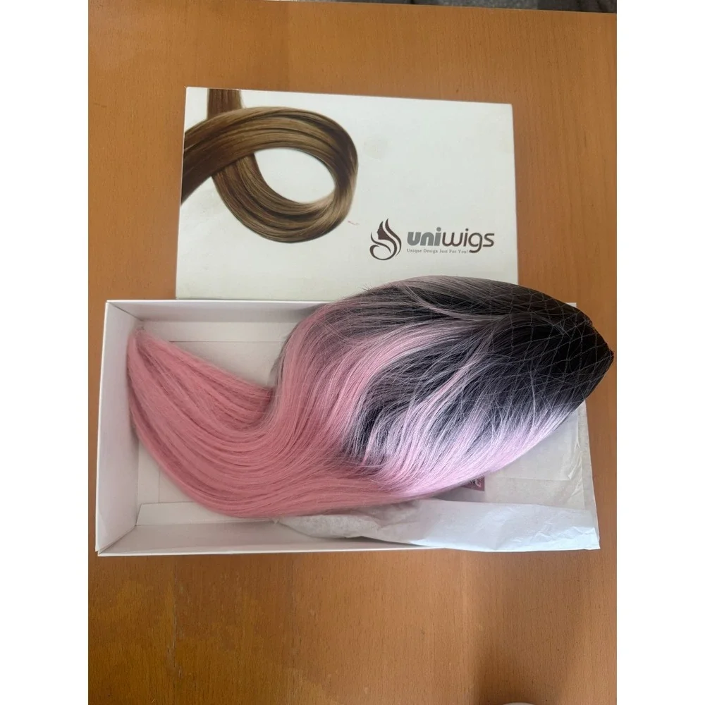 Uniwigs Bob Synthetic Lace Front Wig Pink Ombre Tonya 2016 Straight